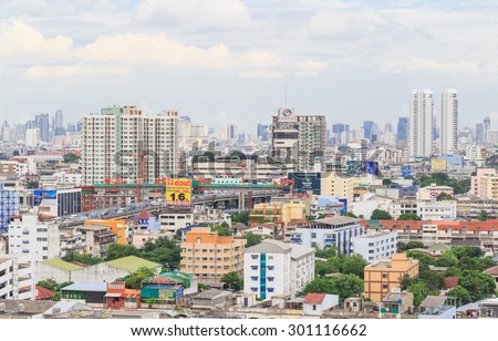 BANGKOK-JULY,29 : The nice view of main city are density by residence and building . Many people lived here where crowded community but convenient.THAILAND JULY,29 2015