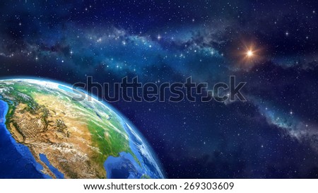 Face of the Earth. Very high definition picture of planet earth in outer space. Elements of this image furnished by NASA
