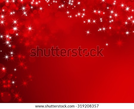 Festive shiny red background with sparkling lights raining down