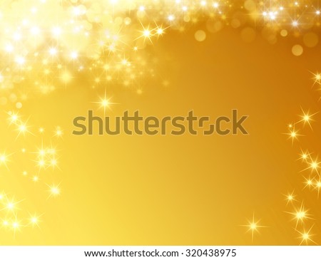 Festive shiny gold background with star lights raining down