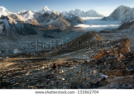 Khumbu valley from Kala Patthar - way to mt Everest base camp