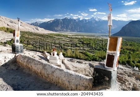 Nubra valley from roof of royal castle - Indian himalayas - Ladakh - Jammu and Kashmir - India
