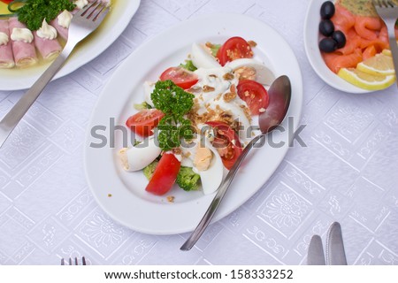 Wedding table decorated elegant food