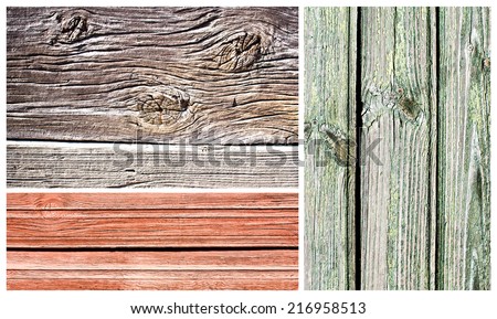 Set of three wooden desks textures.