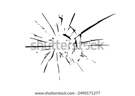 Cracked texture on glass. Broken glass surface on transparent background.	