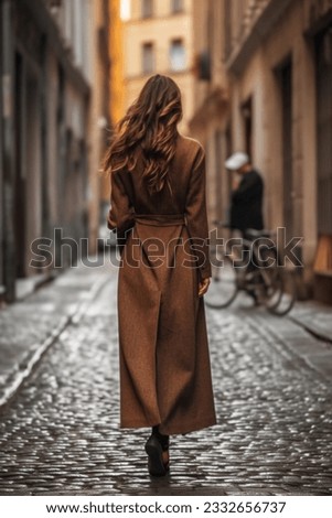 Similar – Image, Stock Photo Lonely woman with long hair looking at a hill