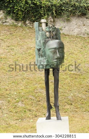 VADUZ, LIECHTENSTEIN - AUGUST 4: Bronze sculpture \