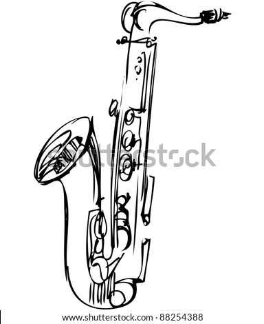 A Sketch Brass Alto Saxophone Musical Instrument Stock Vector ...