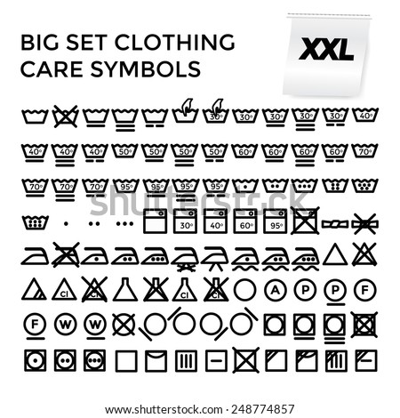 Vector illustration set of apparel care instruction symbols