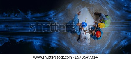 Similar – Image, Stock Photo Road infrastructure with roundabout in rural area