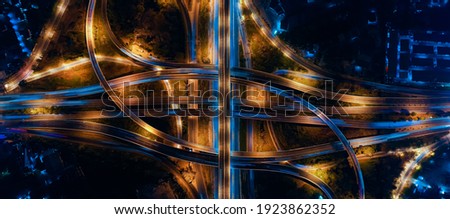 Similar – Image, Stock Photo Urban road junction in suburb area