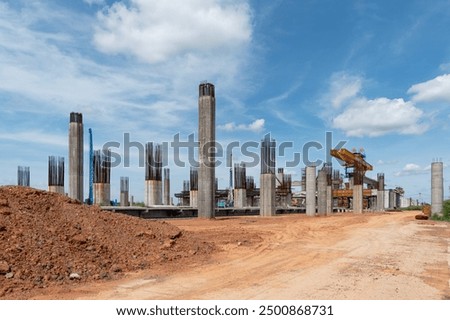 Similar – Image, Stock Photo A construction site is secured by green plastic barrier beacons / lane narrowing / construction fence