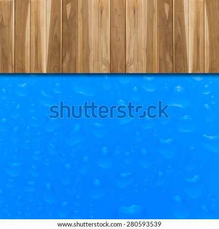 Wood floor, white blue water drop