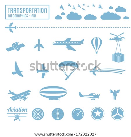 Transportation icons set - air infographic symbols & design elements
