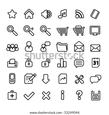 Simple Black And White Web Icons Stock Vector Illustration 33249046 ...