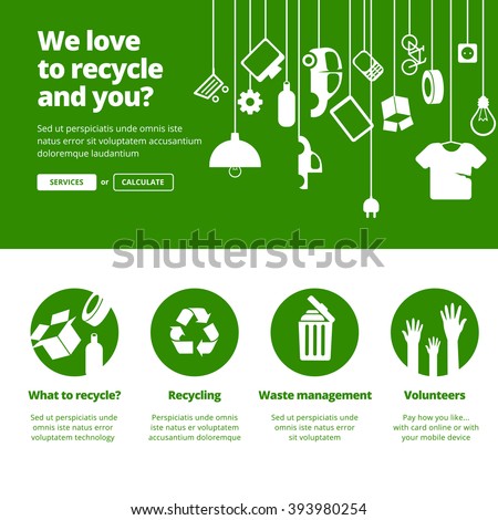 Recycle, Ecology & Waste management banners for one page website design. 