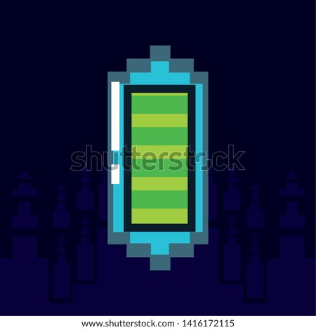 video game battery pixelated vector ilustration