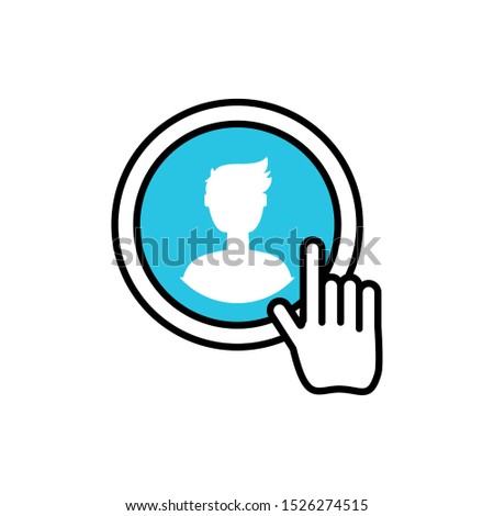 male user account with hand cursor vector illustration design