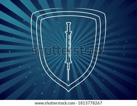 sheild with medicine syringe, immunization vaccine vector illustration design