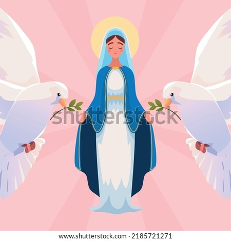 Virgin Mary with doves, Assumption