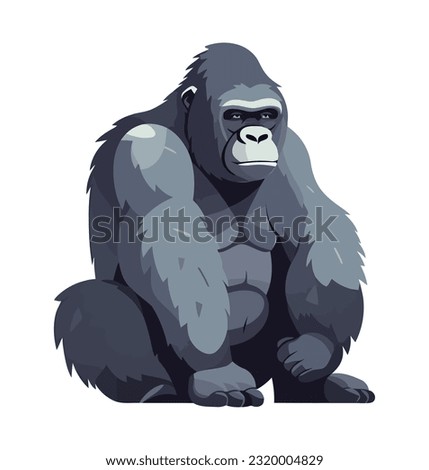 Muscular gorila mascot sitting icon isolated