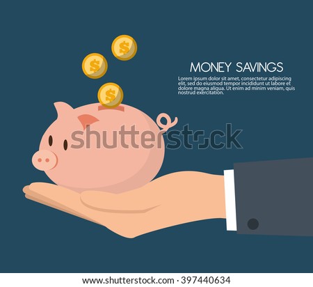 Money savings with piggy design, vector illustration