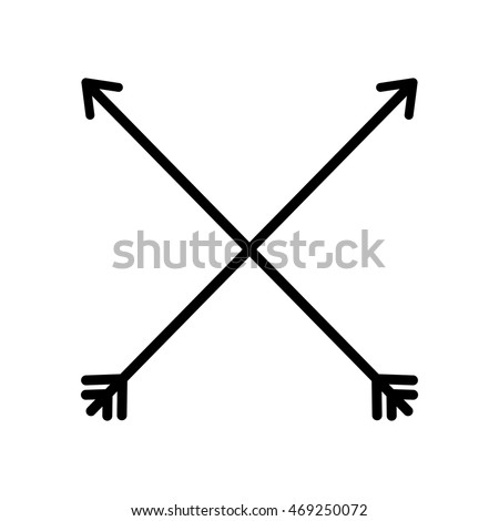 arrow cross feather vintage icon. Isolated and flat illustration. 