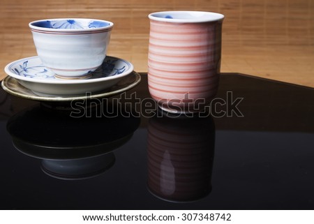 Traditional Japanese cups and bowls