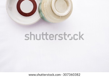 Traditional Japanese cup and saucer isolated on white background