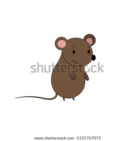 Cute Brown Rat Cartoon Character Icon Vector Illustration Stock fotó © 