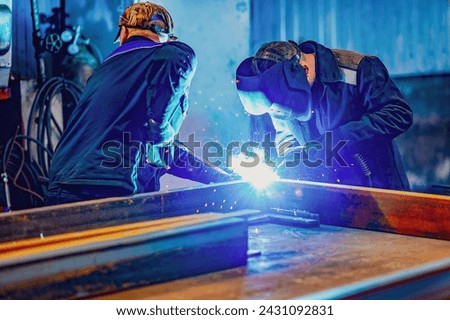 Similar – Image, Stock Photo Industrial welding steel structure of Petrochemicals or Oil & Gas authentic close-up shot