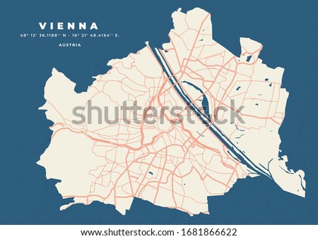 Vienna Map Road Vector Poster Flyer