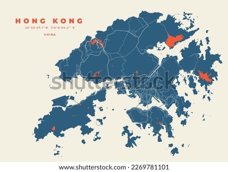 Hong Kong map vector poster flyer	