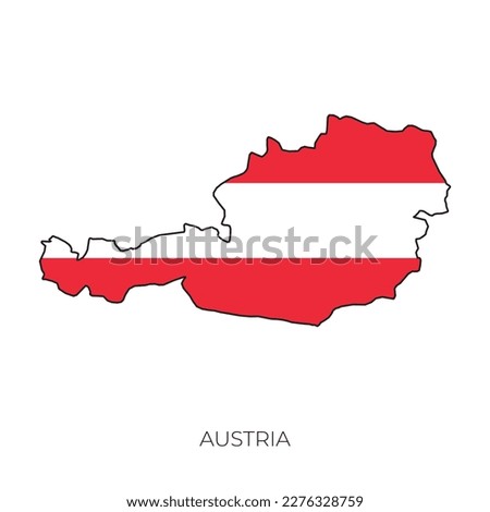 Austria map and flag. Detailed silhouette vector illustration