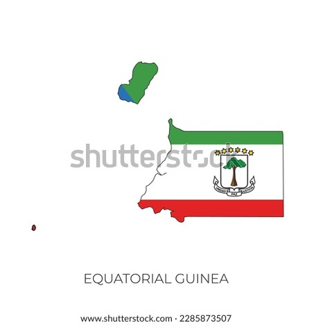 Equatorial Guinea map and flag. Detailed silhouette vector illustration	