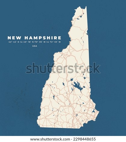 New Hampshire map vector poster flyer