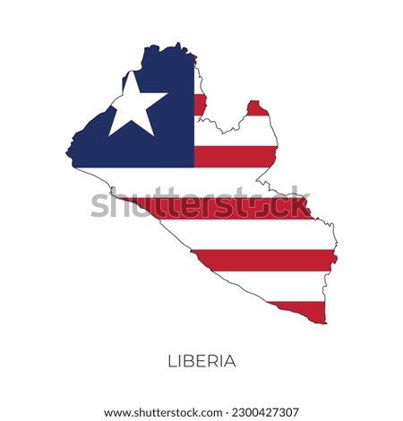 Republic of Liberia map and flag. Detailed silhouette vector illustration