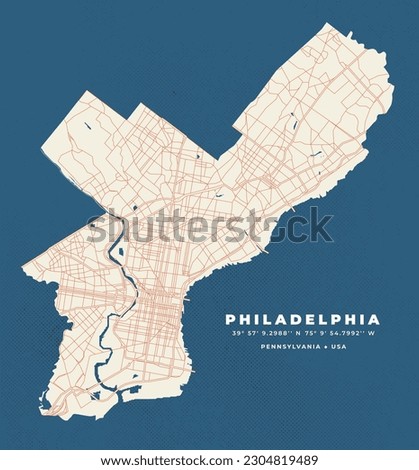 Philadelphia map vector poster flyer