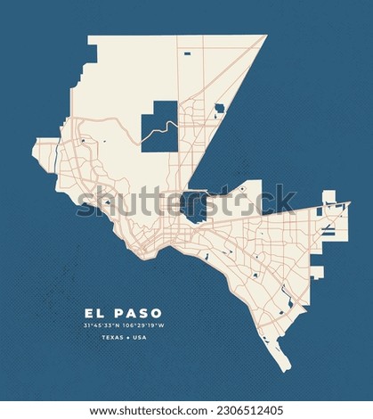 El Paso - Texas map vector poster flyer