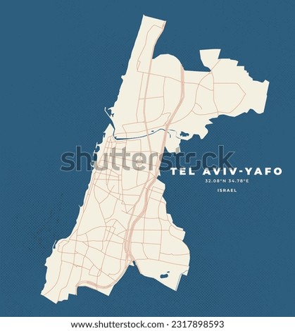 Tel Aviv - Yafo map vector poster flyer