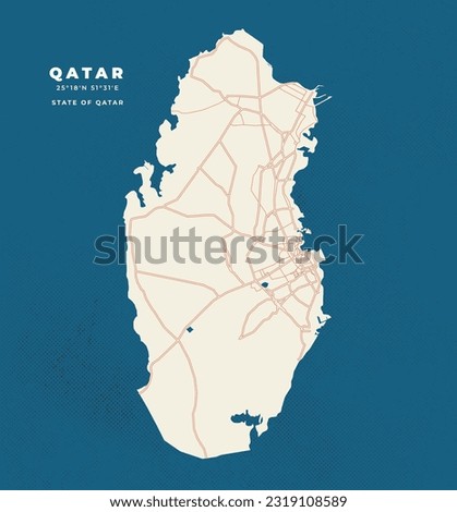 Qatar map vector poster flyer