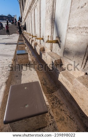 Place for washing feet near mosque