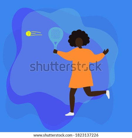 Woman playing padel in blue illustration.  Stock fotó © 