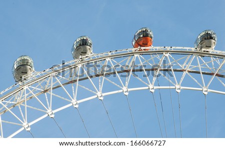 LONDON, UNITED KINGDOM - CIRCA NOVEMBER 2013:The eye Symbol of London. Blue sky