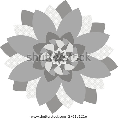 Abstract Flower Motif in Monotones with artistic details.