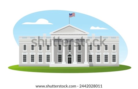 Main entrance of White House building illustration.