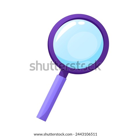 Illustration of a purple magnifying glass isolated on a white background.
