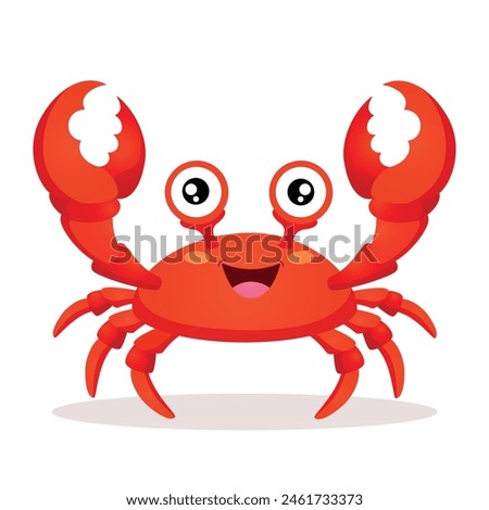 Smile funny crab cartoon character isolated on white background.