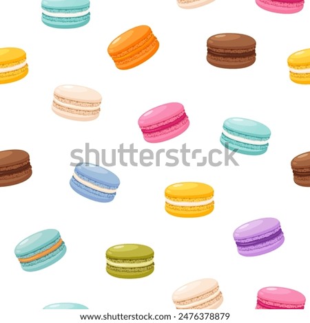 Vector seamless pattern with different colorful macarons.