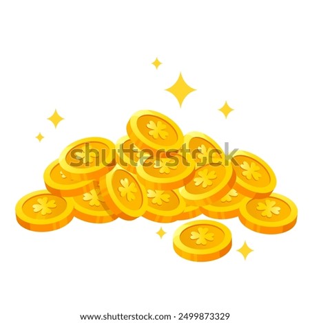 Vector illustration of Leprechaun gold with sparkles for St. Patrick Day holiday.	